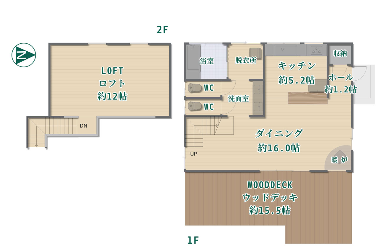 吉野郡野迫川村大字北今西：ログハウス間取図