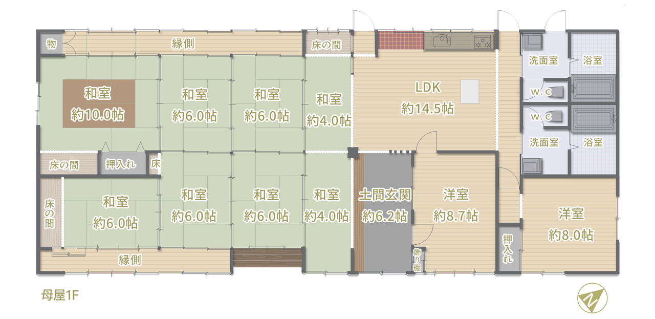 奈良県山辺郡山添村岩屋：1F母屋間取り図